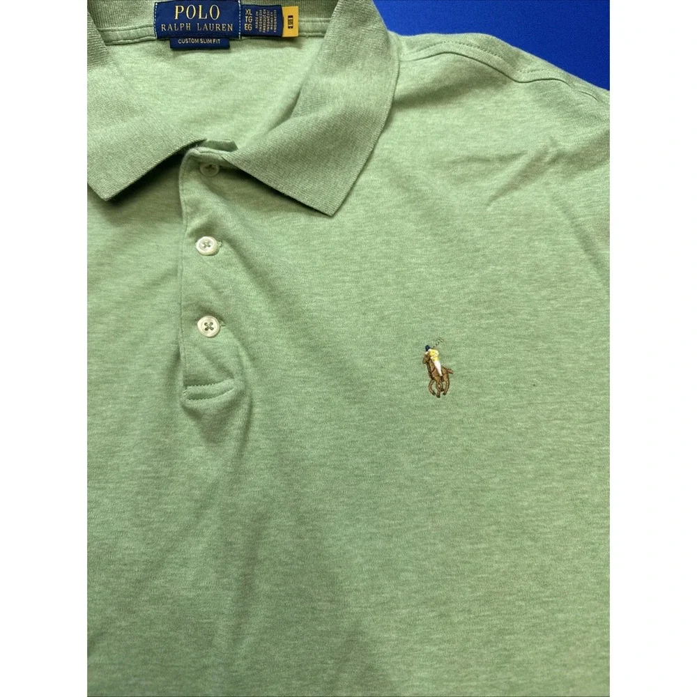 Polo Ralph Lauren Men's XL Polo Shirt Custom Slim Fit Short Sleeve Light Green